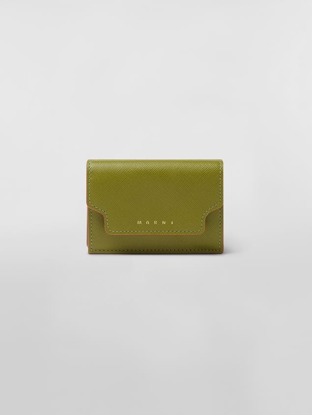 WHITE SAFFIANO LEATHER TRI-FOLD WALLET - 1