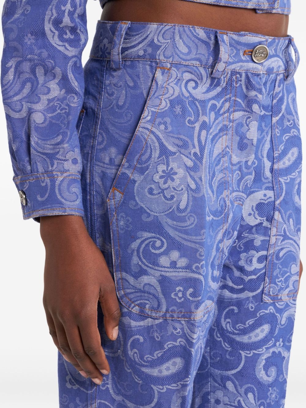 paisley-jacquard flared jeans - 5