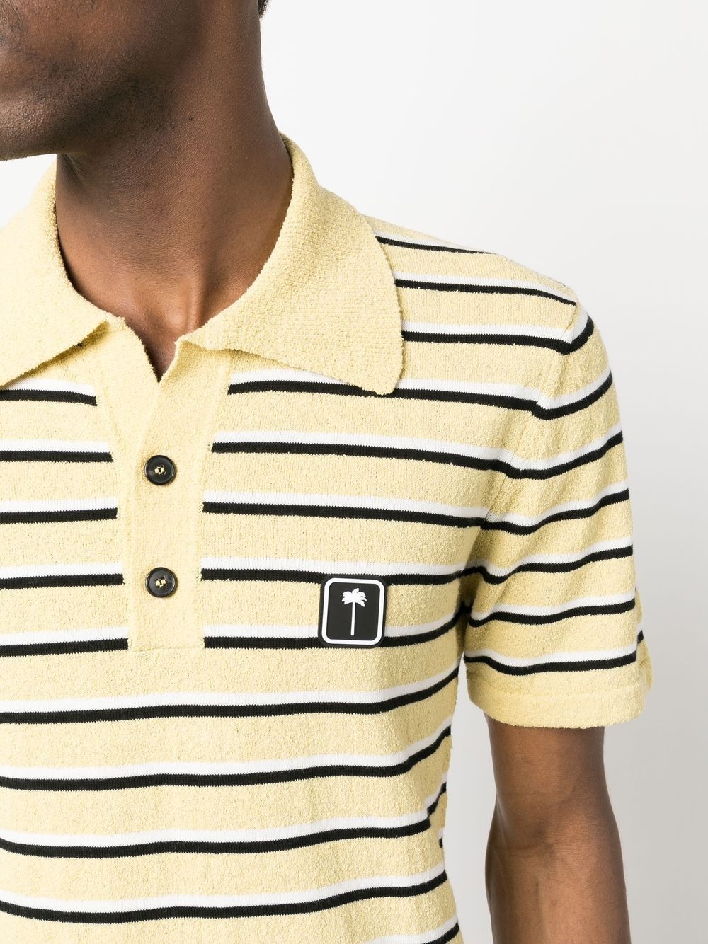 logo-patch striped terry polo shirt - 5