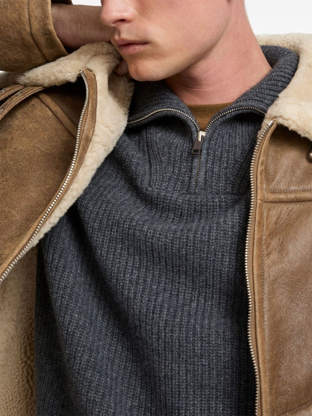 shearling bomber jacket - 5