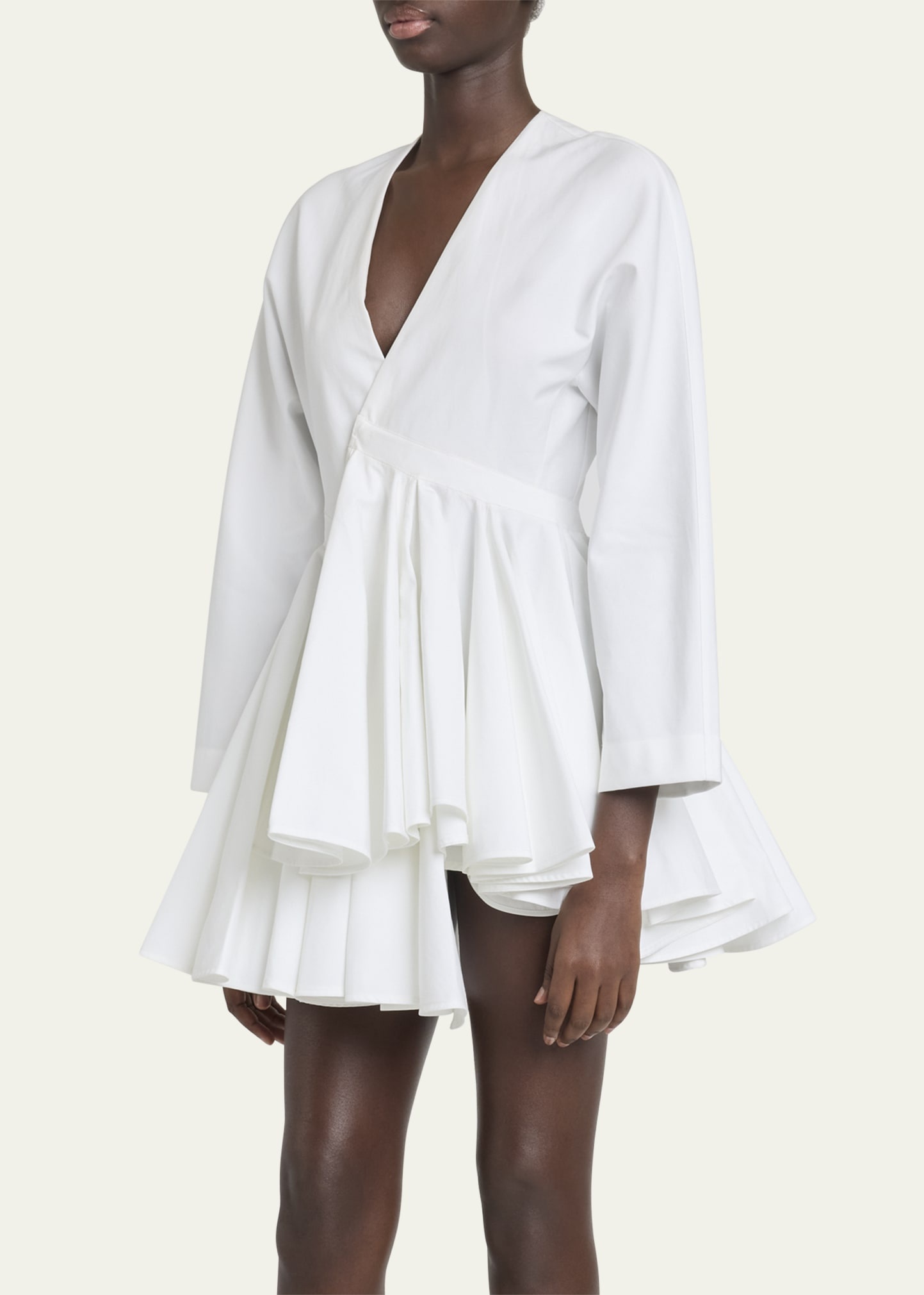 V-Neck Asymmetric Mini Shirtdress - 4