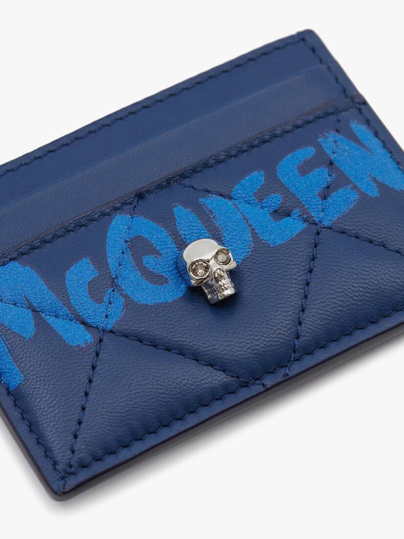 Alexander McQueen Mcqueen Graffiti Card Holder in Navy outlook
