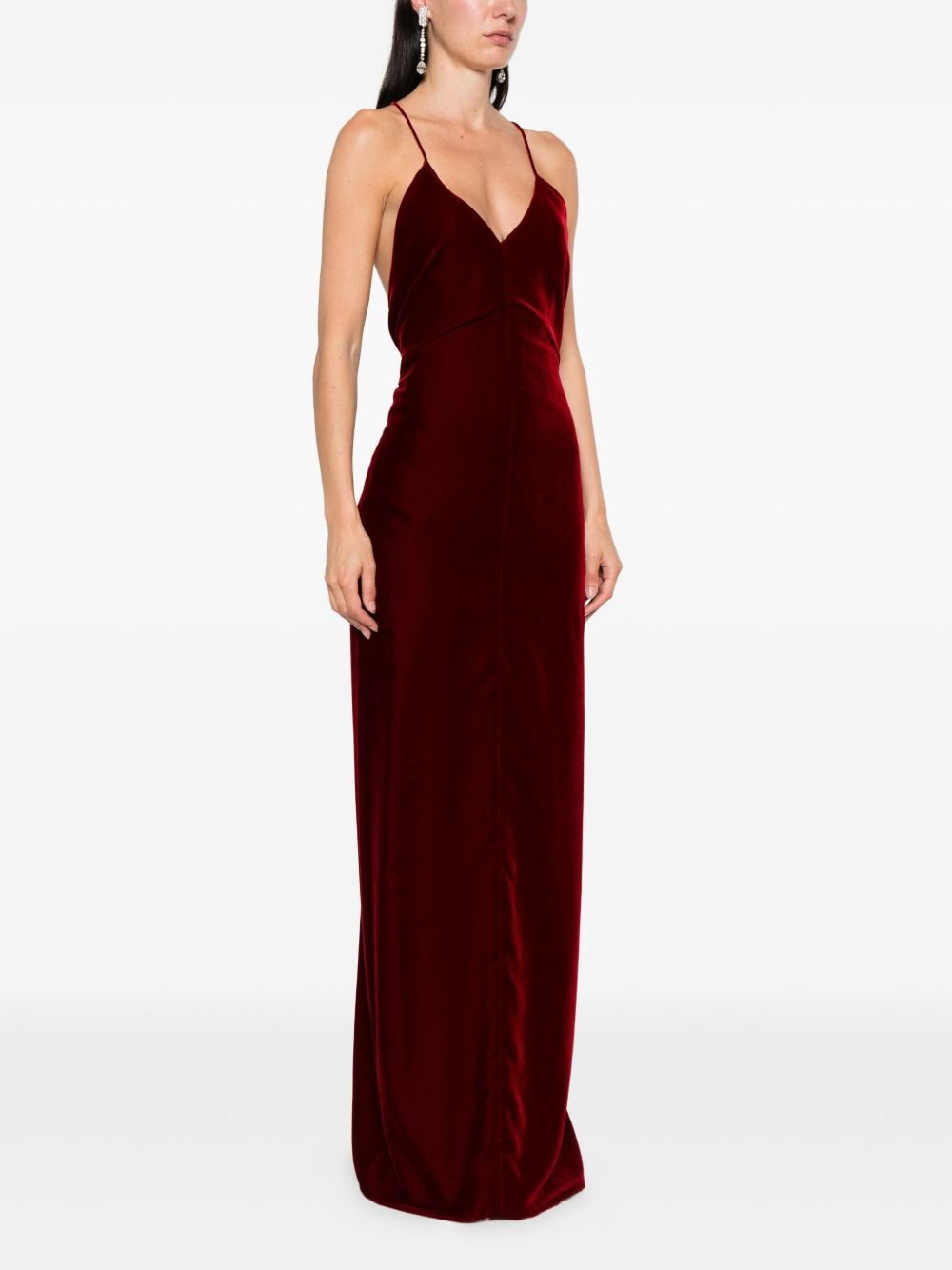 velvet v-neck maxi dress - 3