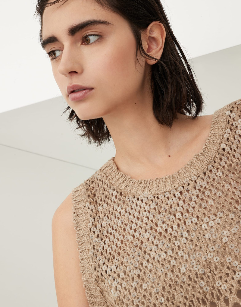 Dazzling dégradé embroidery top in silk and linen 3