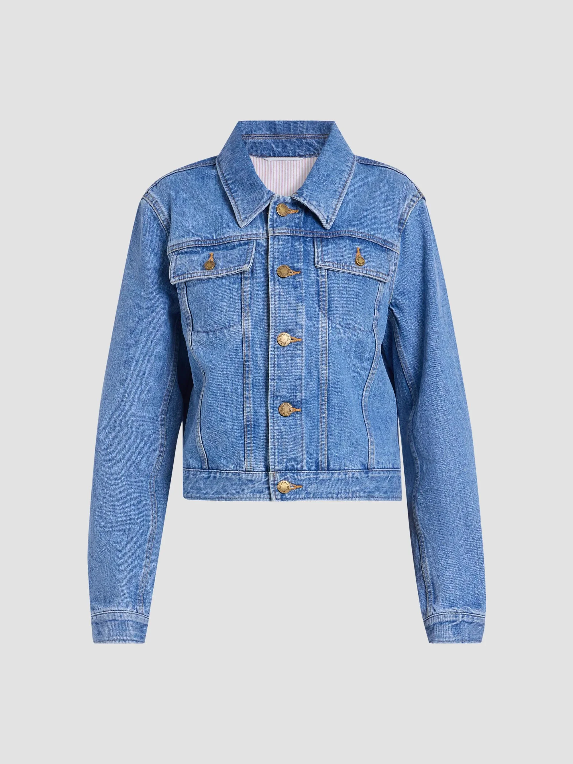 Women's Shrunken-Fit Denim Jacket - Lightblue - 1
