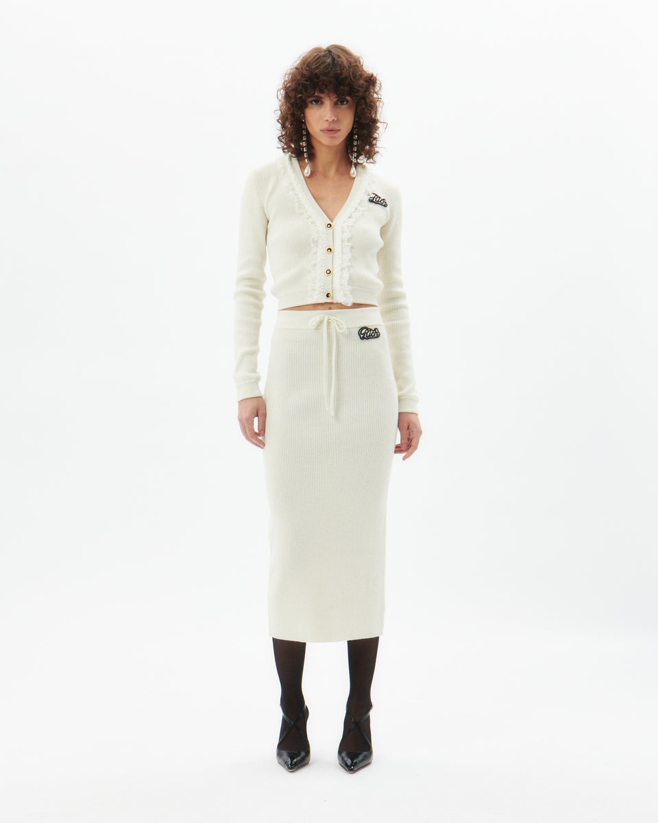 WOOL BLEND KNITTED MIDI SKIRT - 4