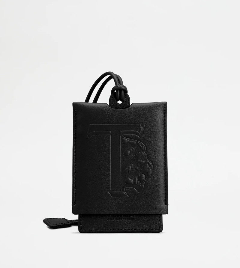 TOD'S NECK CARD HOLDER IN LEATHER SMALL - BLACK 1