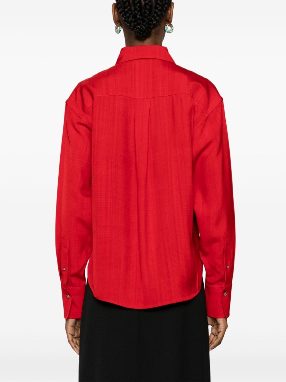 spread-collar textured shirt - 4