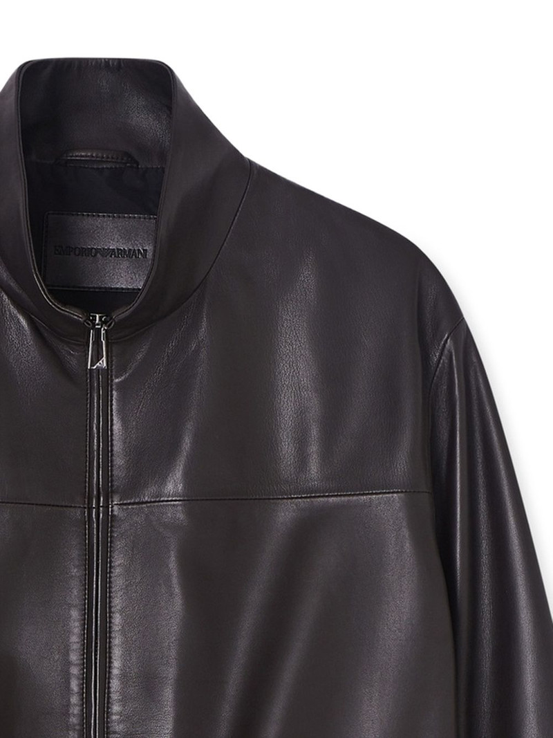 EMPORIO ARMANI zip-up leather jacket outlook