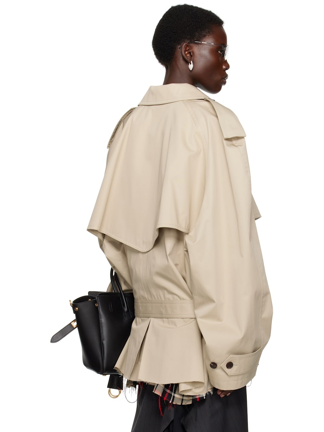 トレンチコート Balenciaga Beige Cropped Trench Coat In Cotton Twill BALENCIAGA $3490 Beige Cotton Twill Cropped Trench Coat New