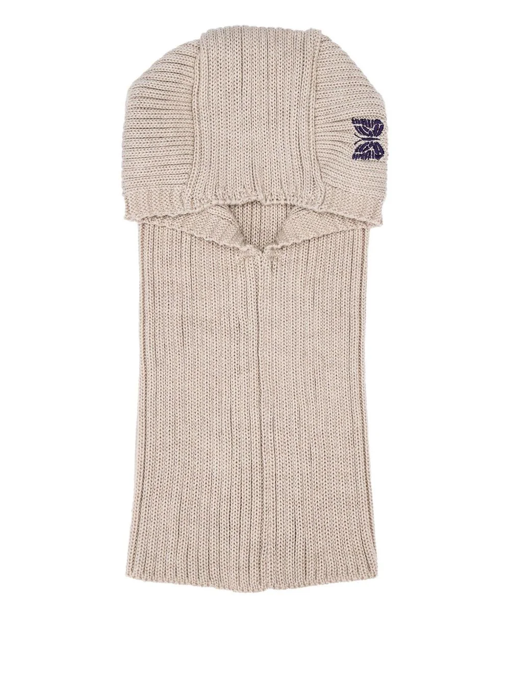 embroidered-butterfly rib-knit balaclava - 1