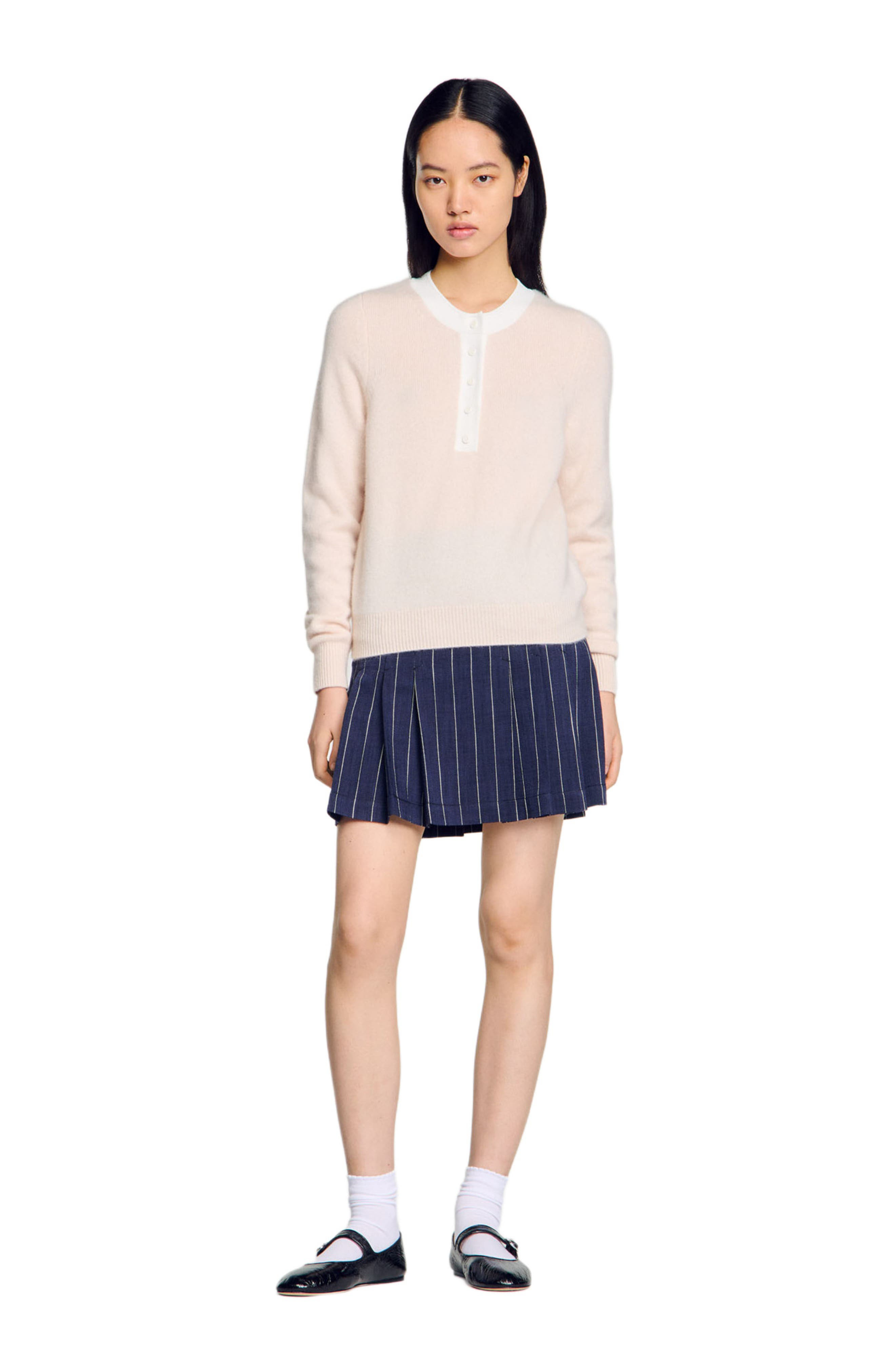 SANDRO Wool and cashmere sweater in Nude at Nordstrom - 1