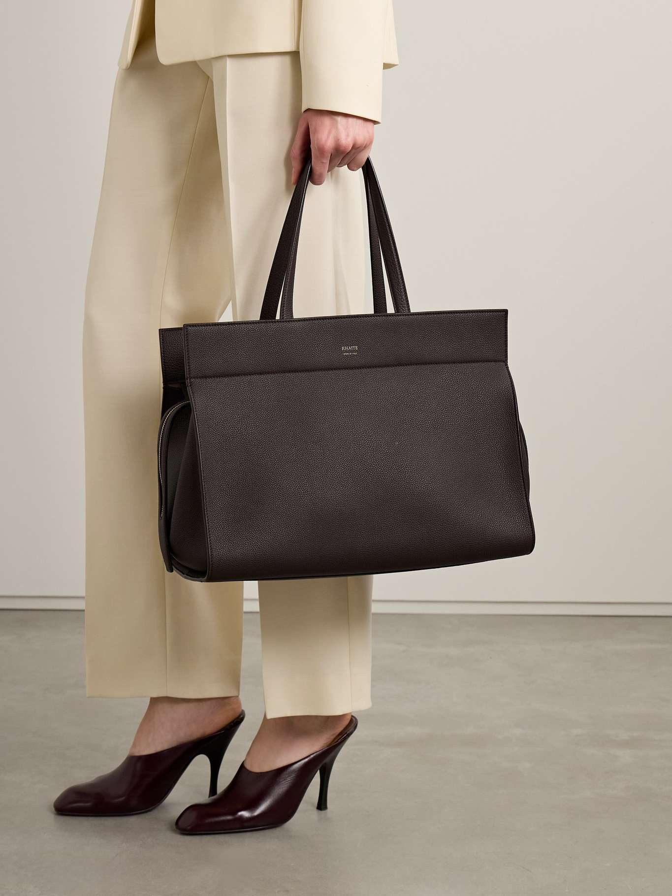 Crosby textured-leather tote Brown - 2