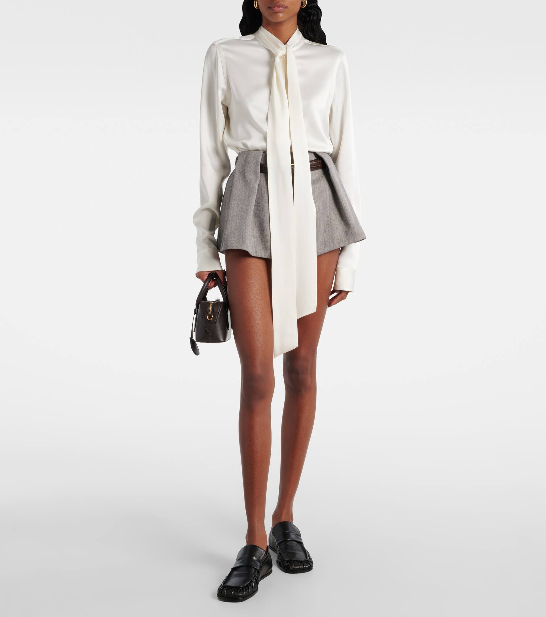 High-rise wool-blend shorts - 2