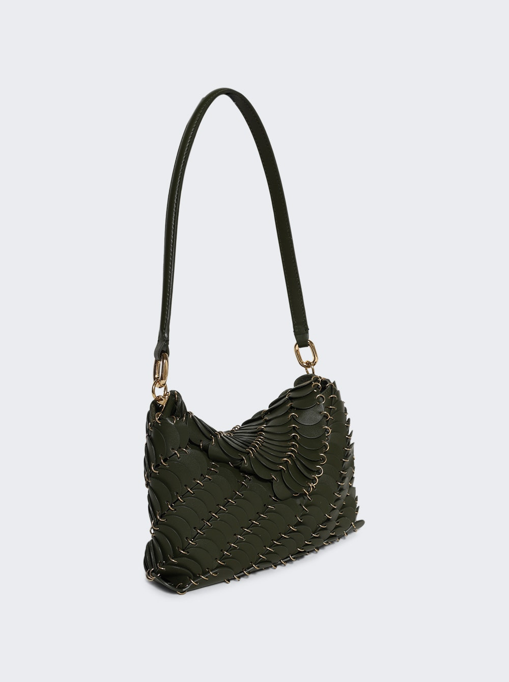 Calfskin Disc Shoulder Bag Khaki Green - 4
