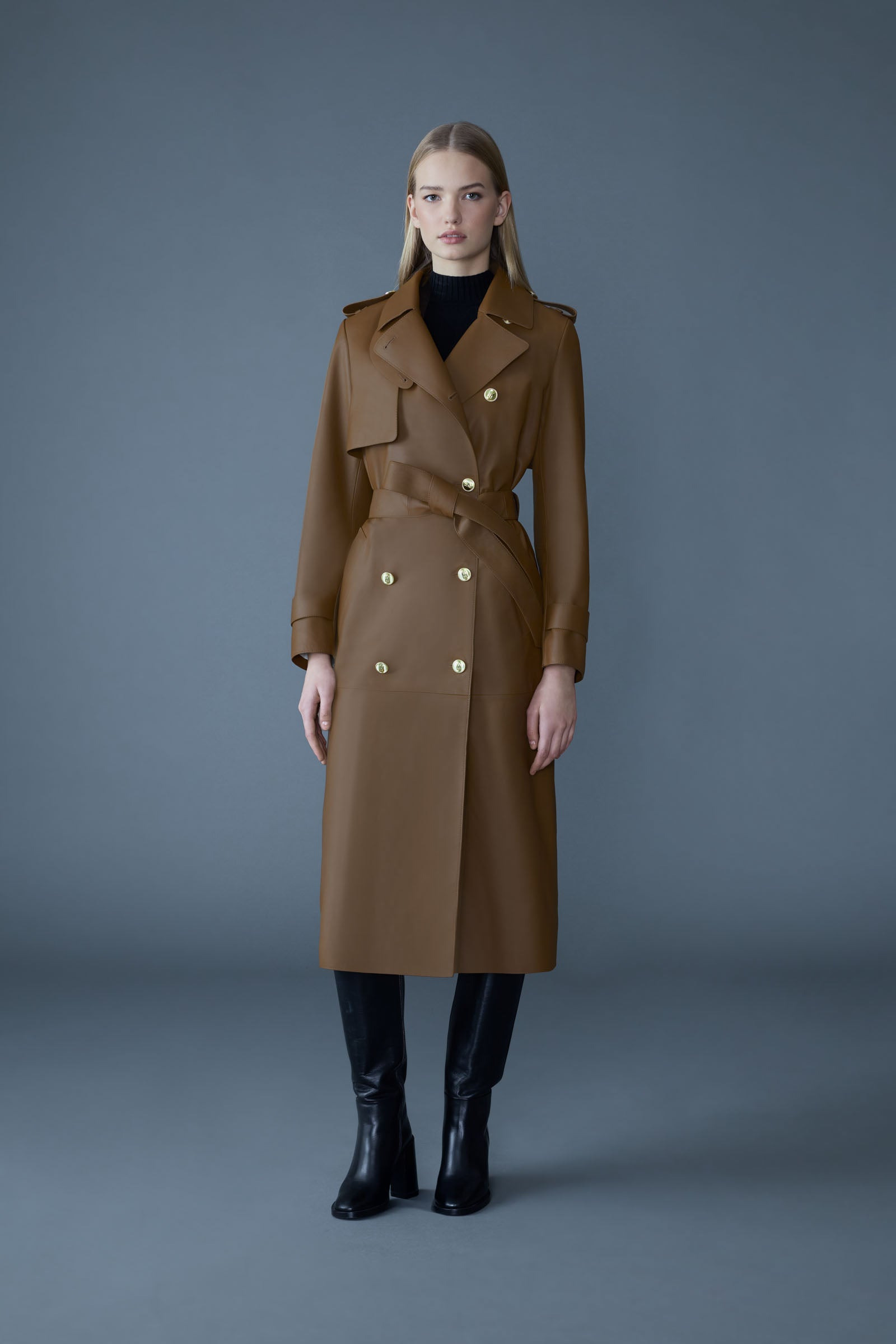GAEL-V Maxi Leather Trench Coat - 2