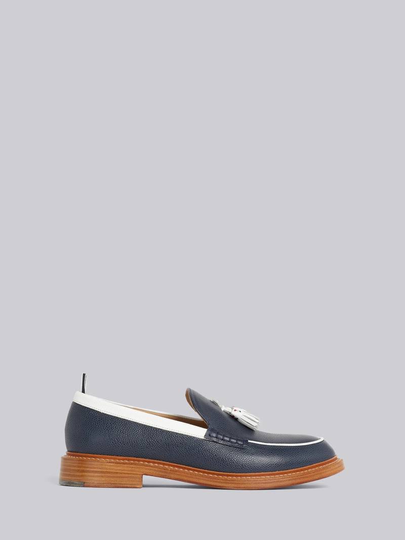 Navy Pebble Grain Leather Tassel Loafer 1