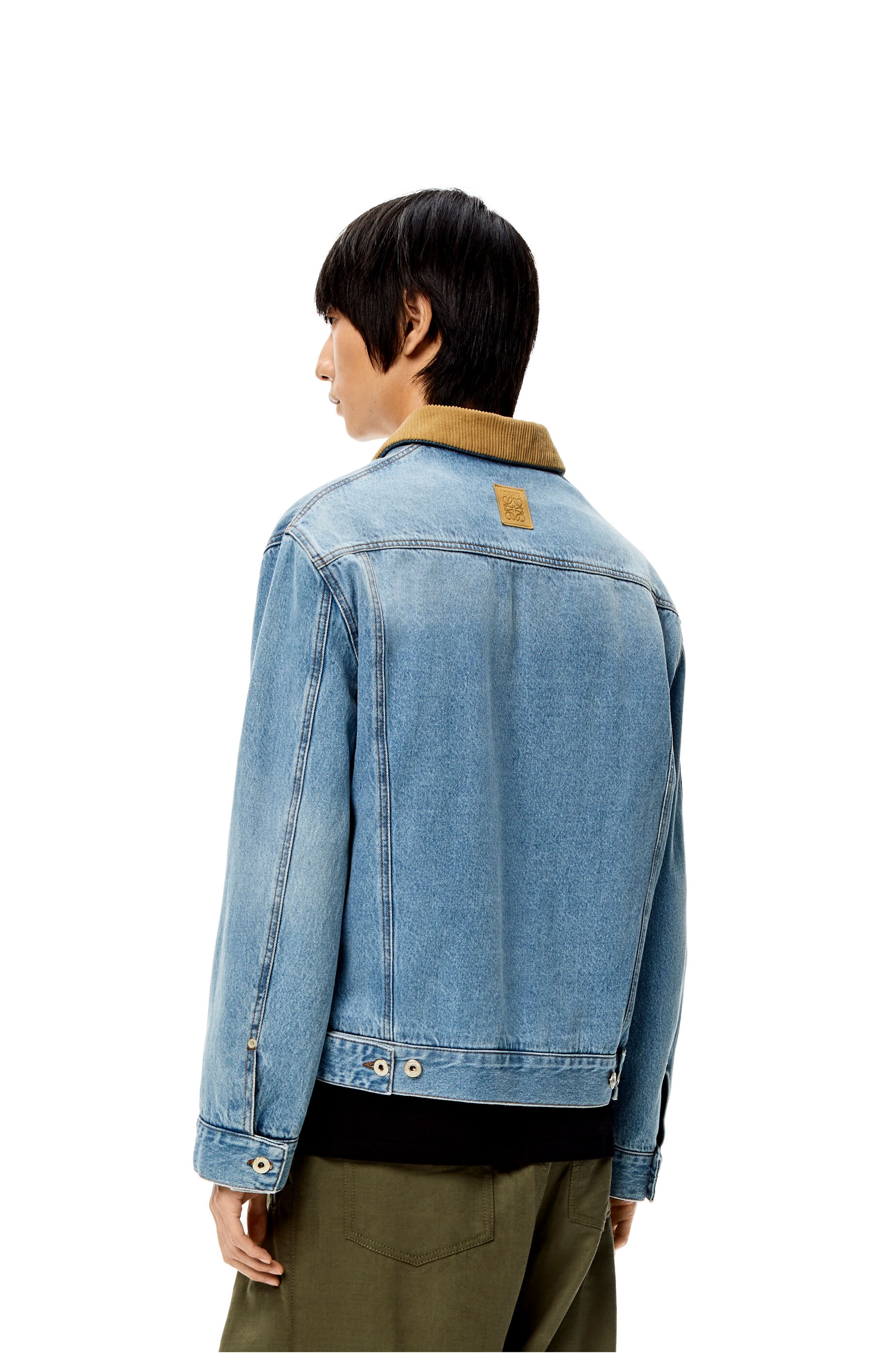 Check lined denim jacket in cotton - 4