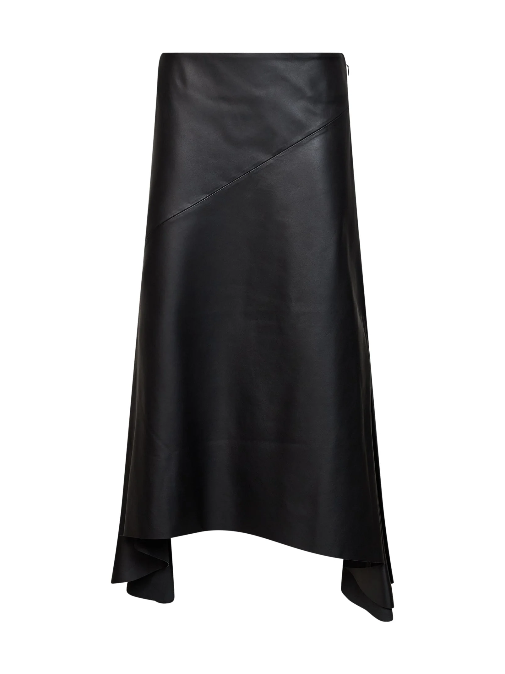 Black nappa leather asymmetric skirt - 1