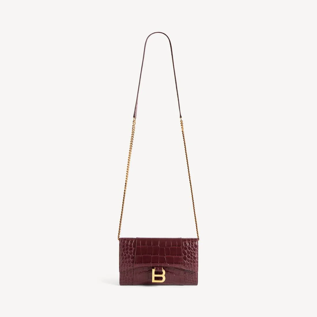 Women's Hourglass Wallet On Chain in Dark Burgundy - 1