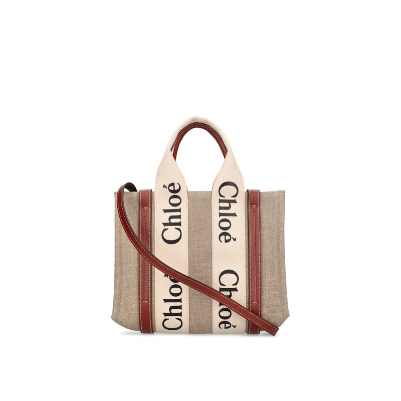 Chloé Small Woody Tote Bag in Linen outlook