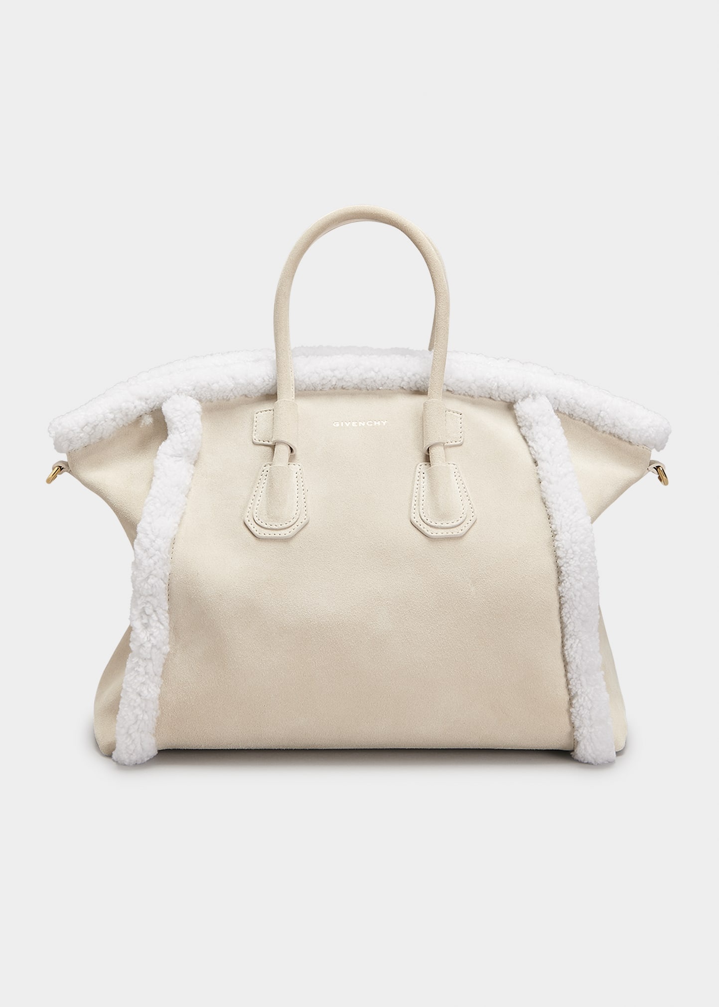 Small Antigona Sport Shoulder Bag in Suede & Shearling - 1