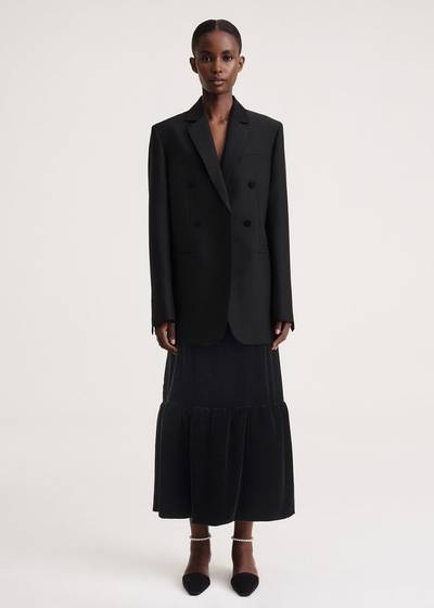 Totême Gathered-hem velvet skirt black outlook