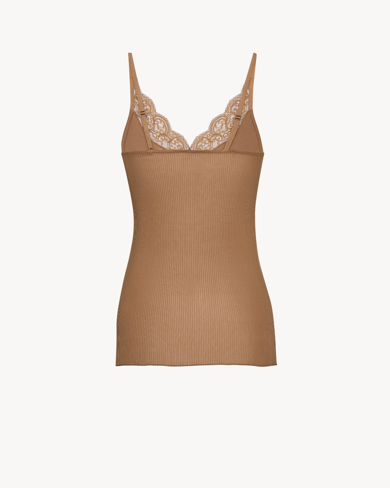 SAINT LAURENT LACED TANK TOP IN RIBBED SILK JERSEY outlook