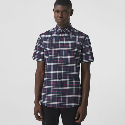 Burberry Short-sleeve Small Scale Check Stretch Cotton Shirt outlook