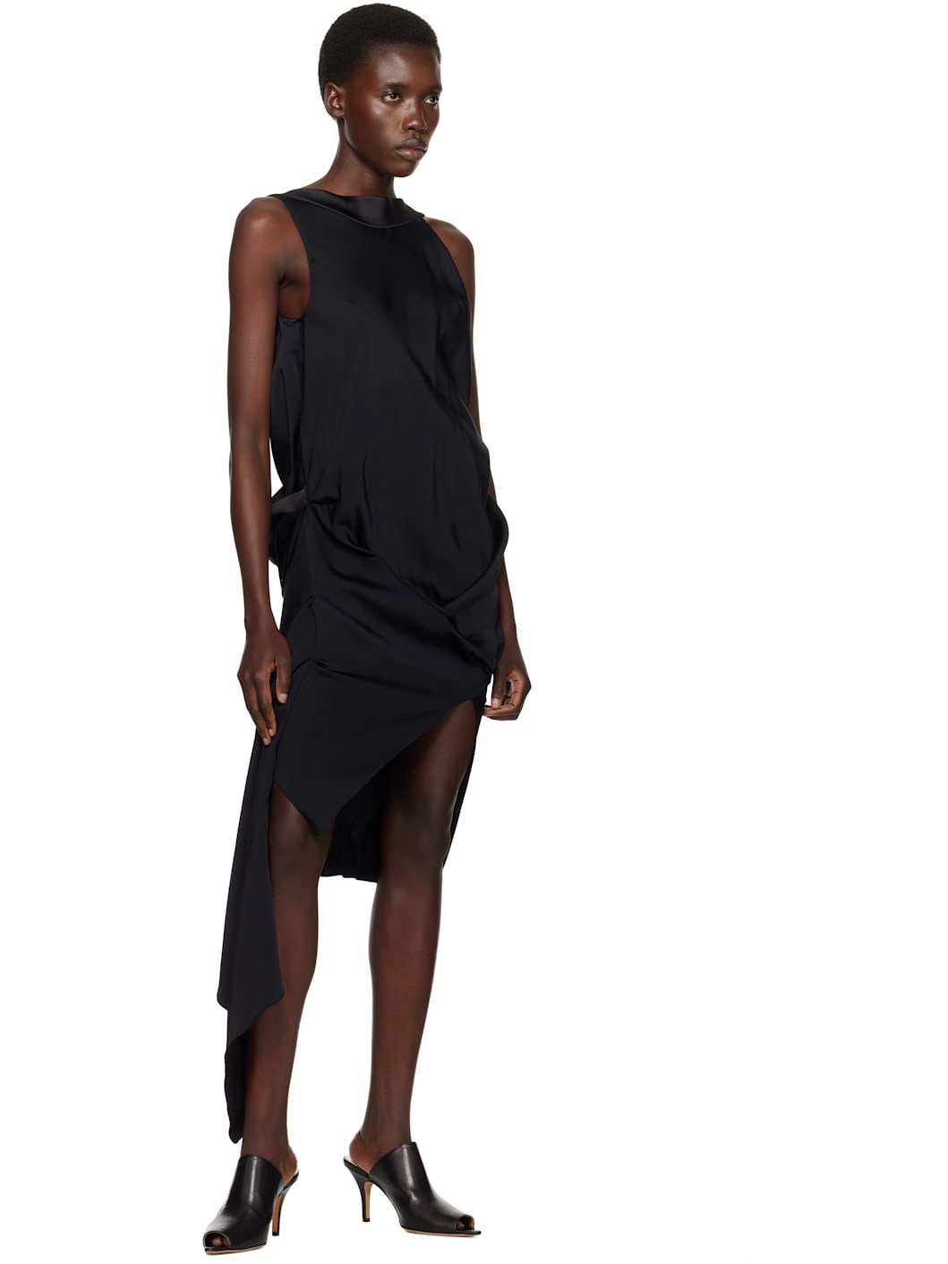 Black Boatneck Minidress - 4