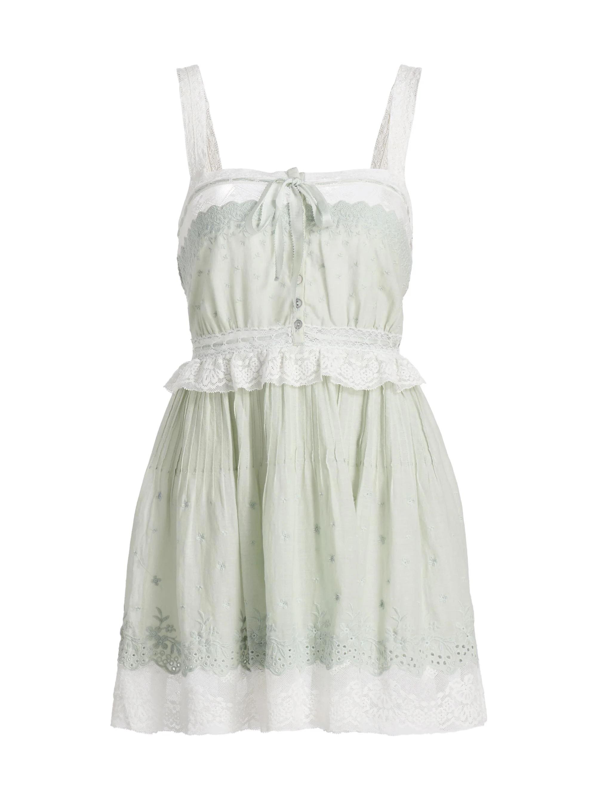 Women's Hadlee Eyelet Cotton A-Line Minidress - Eau De Nil - 1