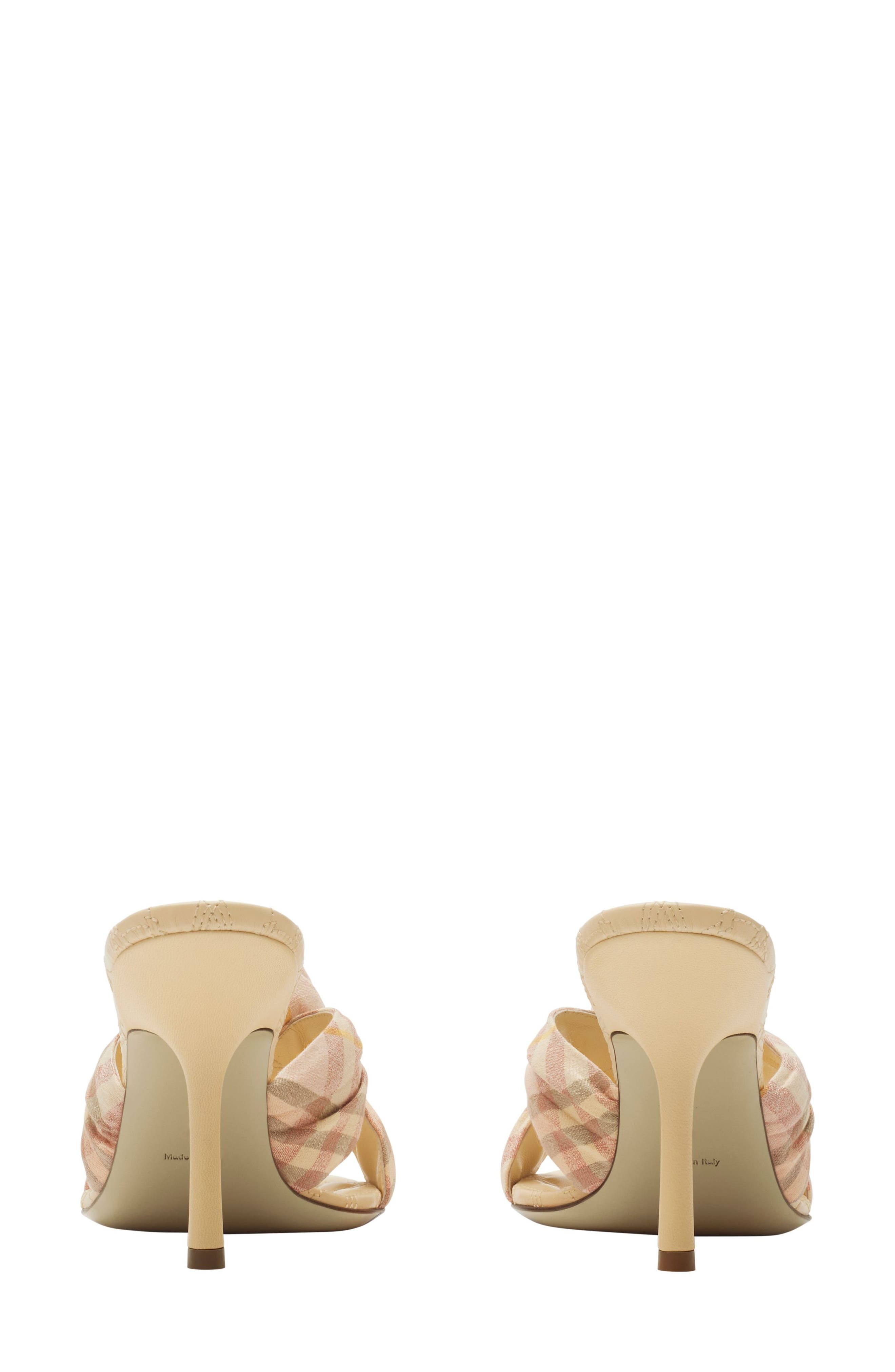 burberry Mews Check Rose Bow Slide Sandal in Teacup Ip Check at Nordstrom - 6