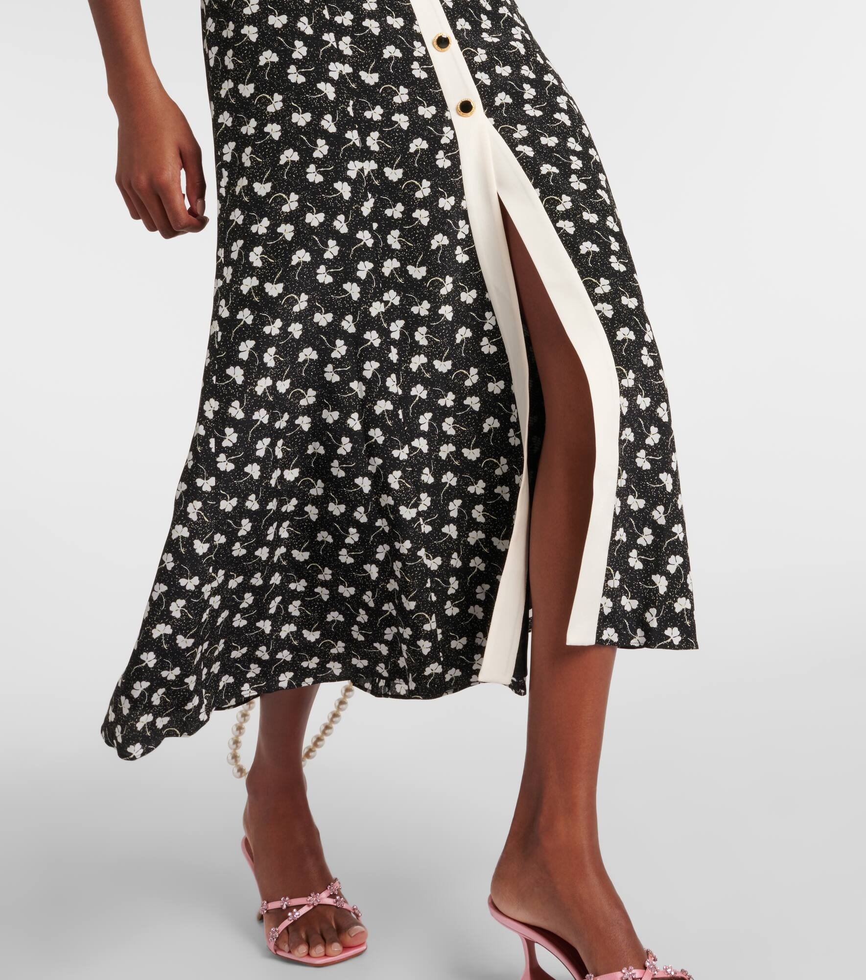 Bow-detail printed silk maxi dress - 5