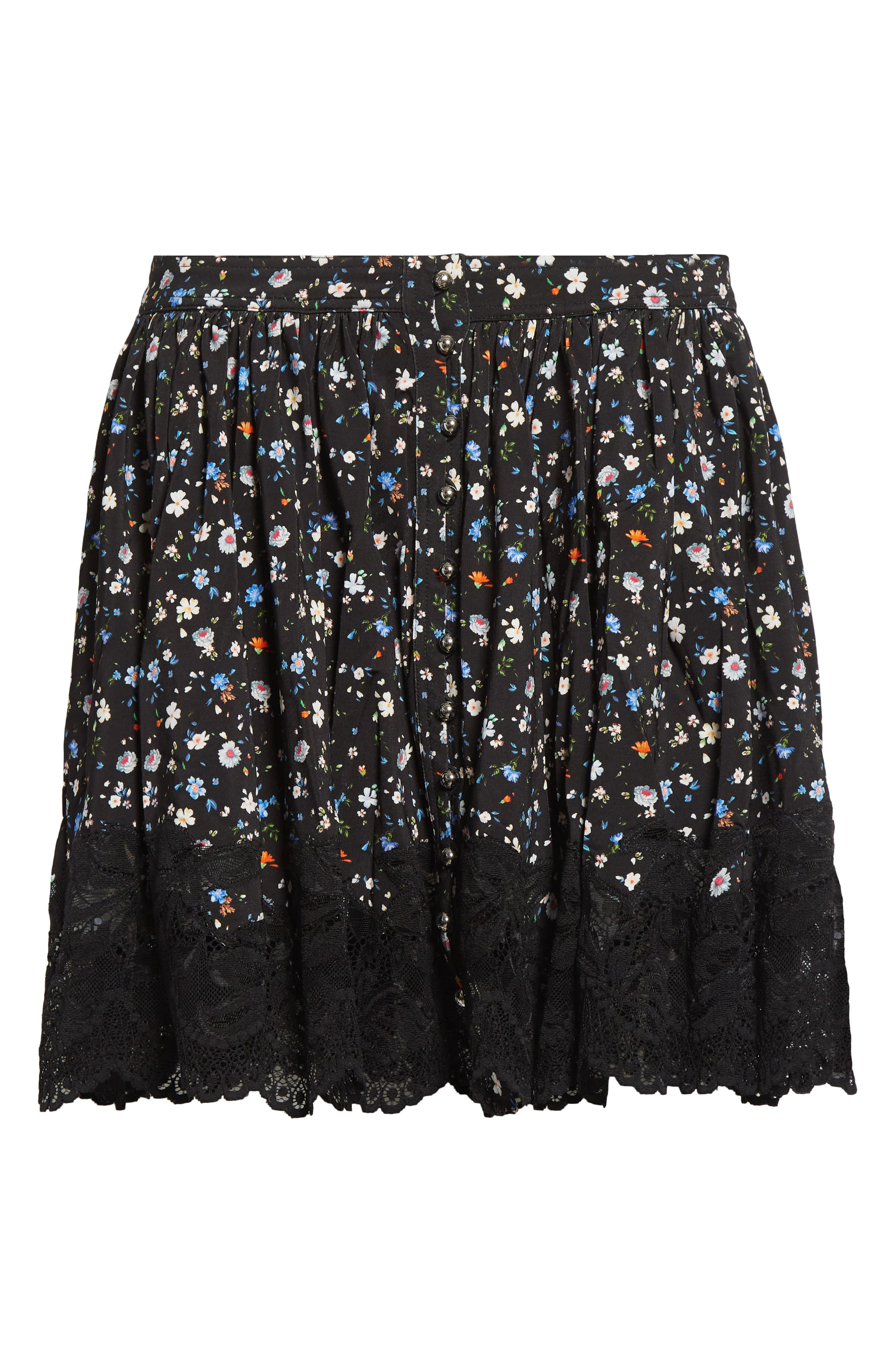 Rabanne Ditsy Floral Lace Trim Skirt in Black at Nordstrom - 6