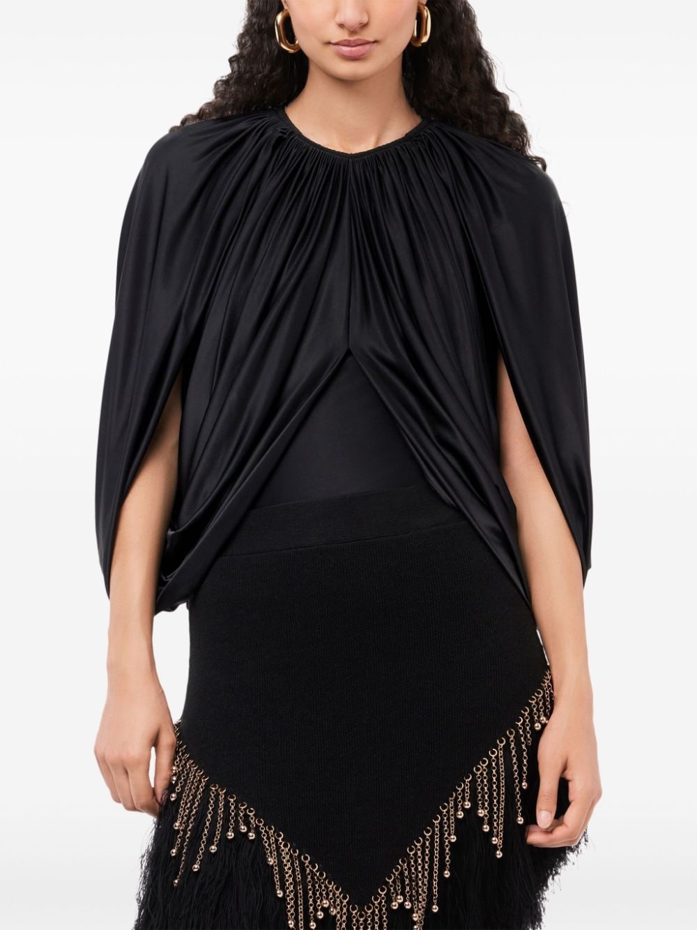 round-neck draped blouse - 5