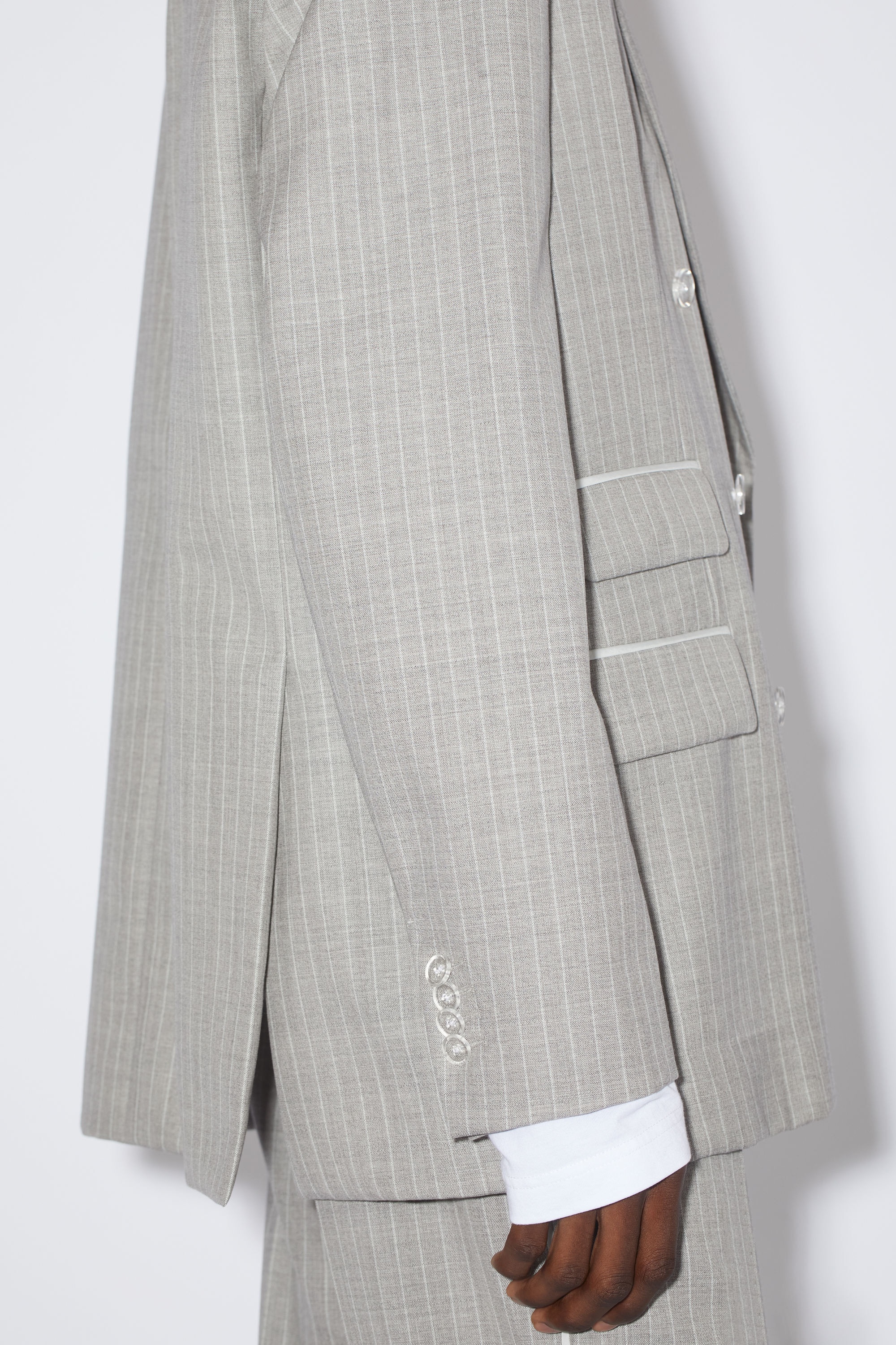 Double-breasted suit jacket - Pearl grey - 5