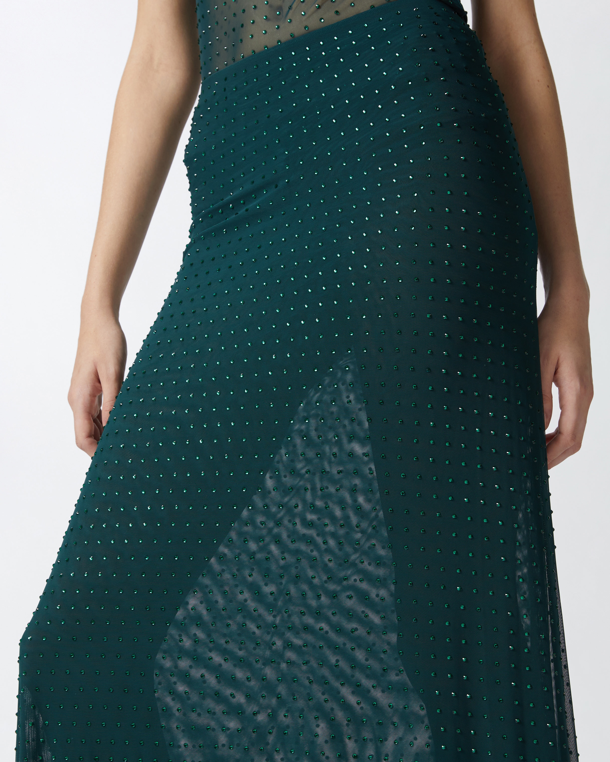 FULLY RHINESTONED LONG TULLE SKIRT - 5