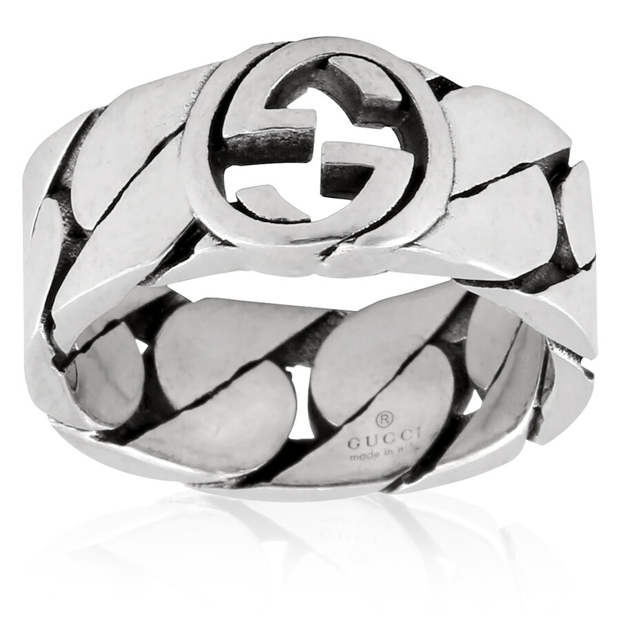 Open Box - Gucci Wide Interlocking G 8 mm Ring, Size 16 - 2
