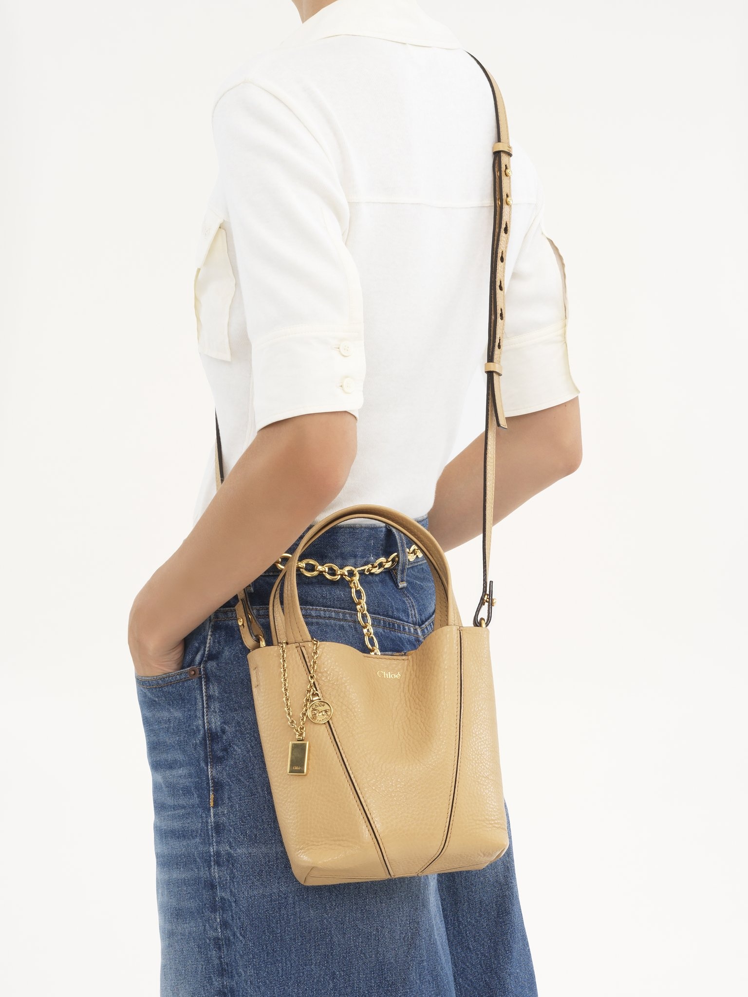 SMALL CHLOÉ SPIN TOTE BAG IN GRAINED LEATHER - 2