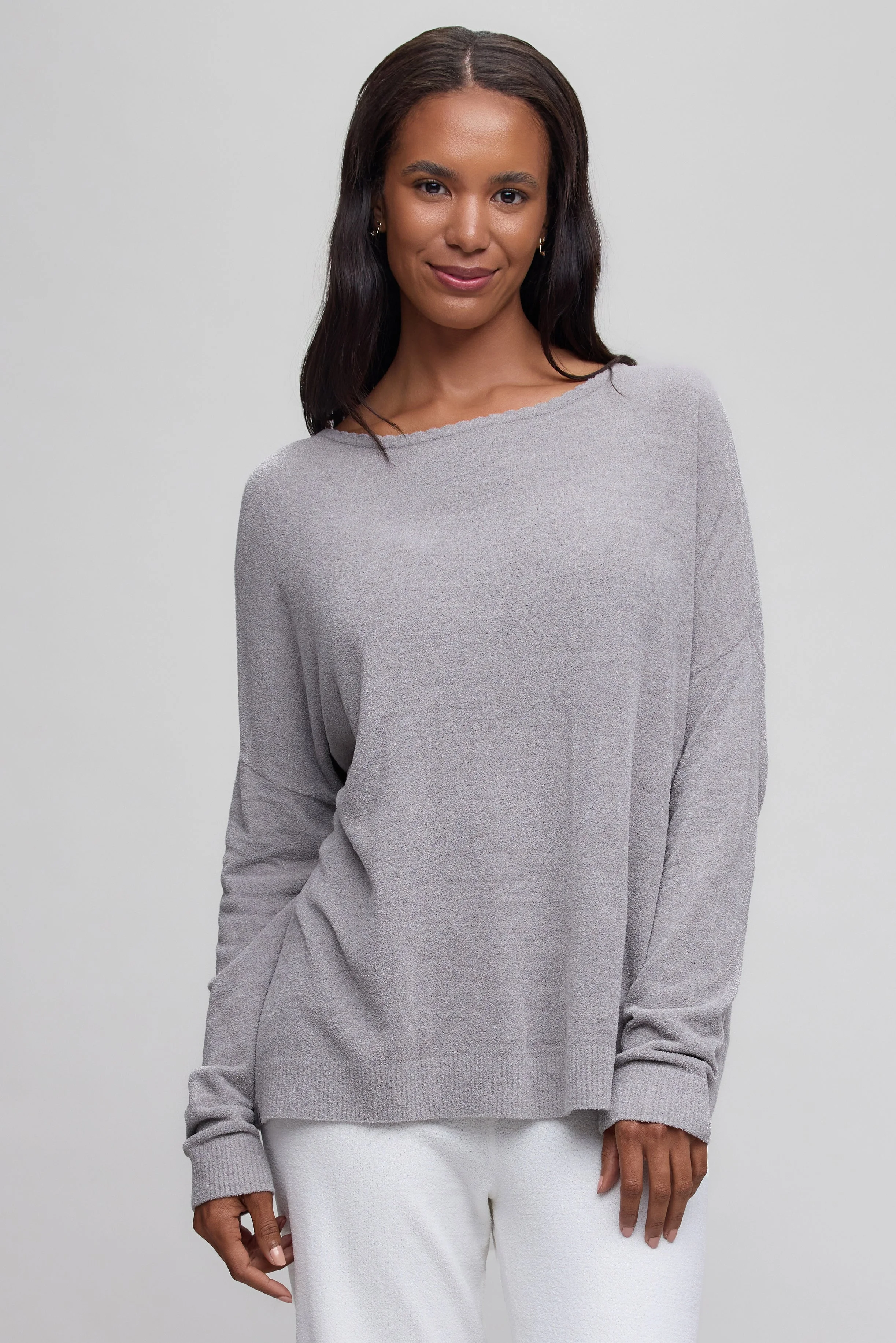 CozyChic Ultra Lite® Scallop Neck Slouchy Pullover - 1