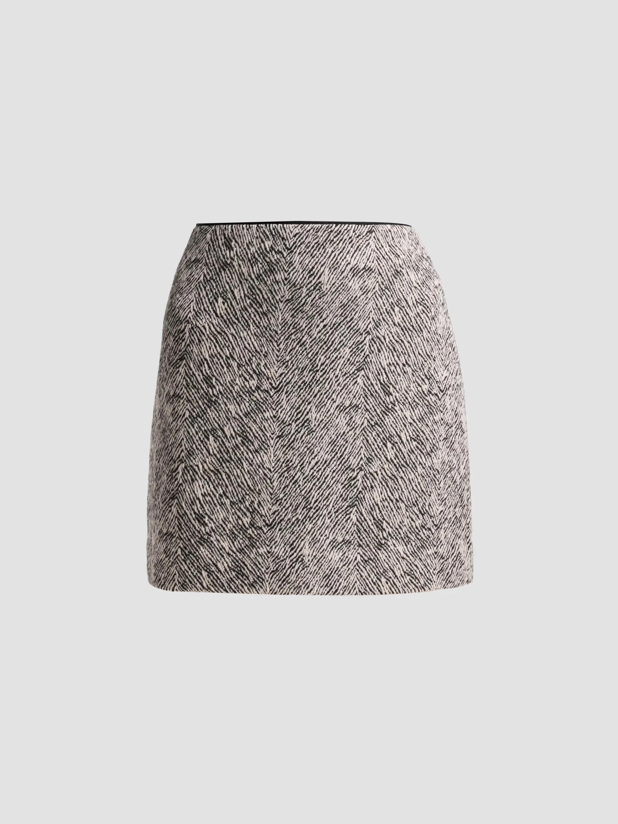 Women's Emily Herringbone Mini Skirt - Grey - 1