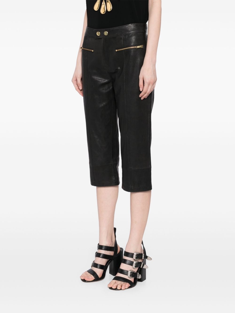 Downtown leather cropped trousers - 3