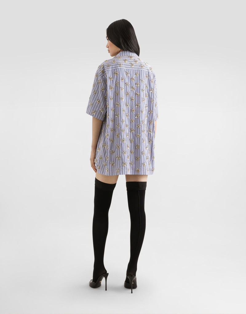 Poplin shirt with flower embroidery 3