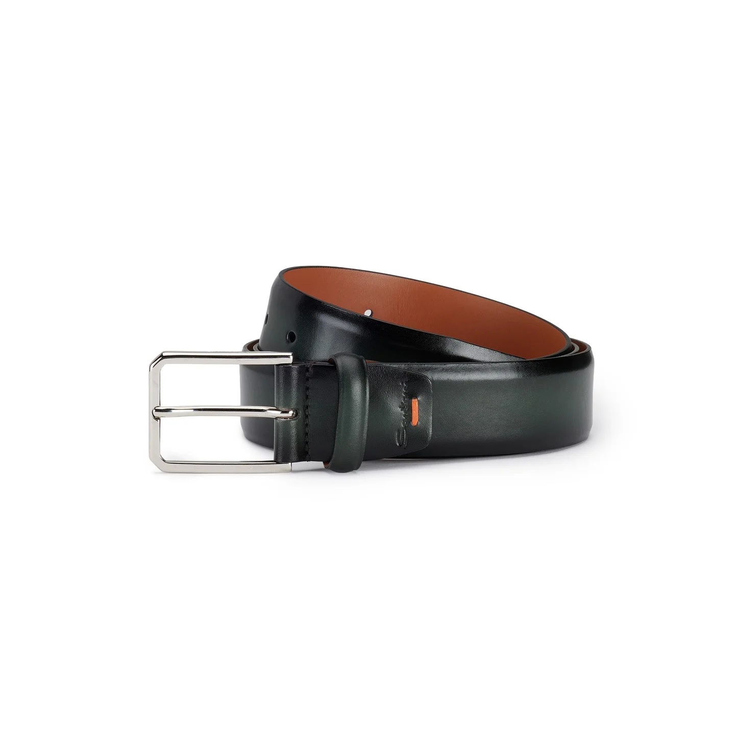 Green leather adjustable belt - 1