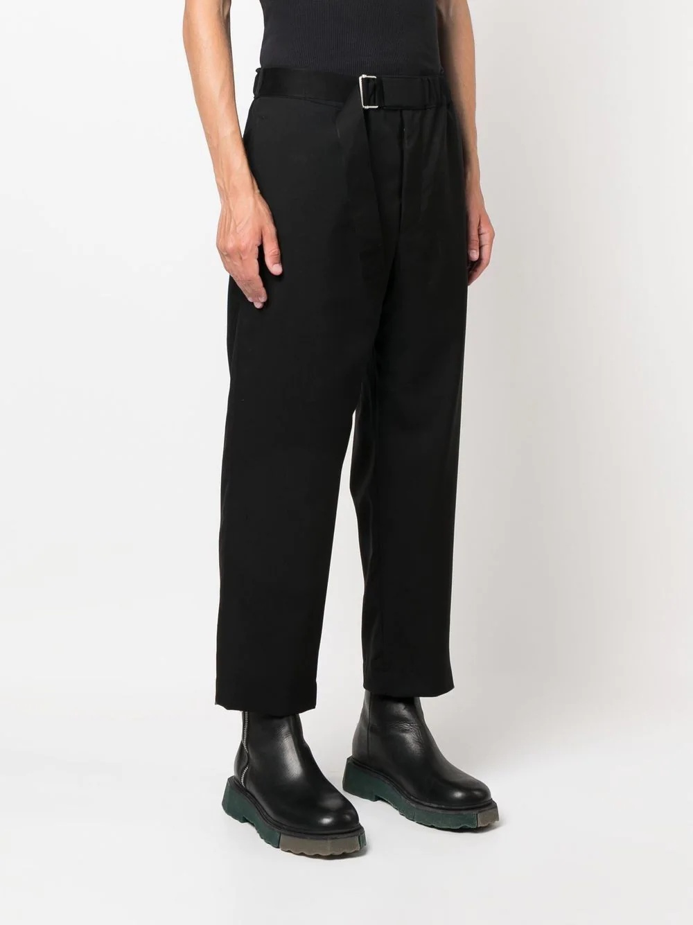 belted-waist cotton trousers - 3