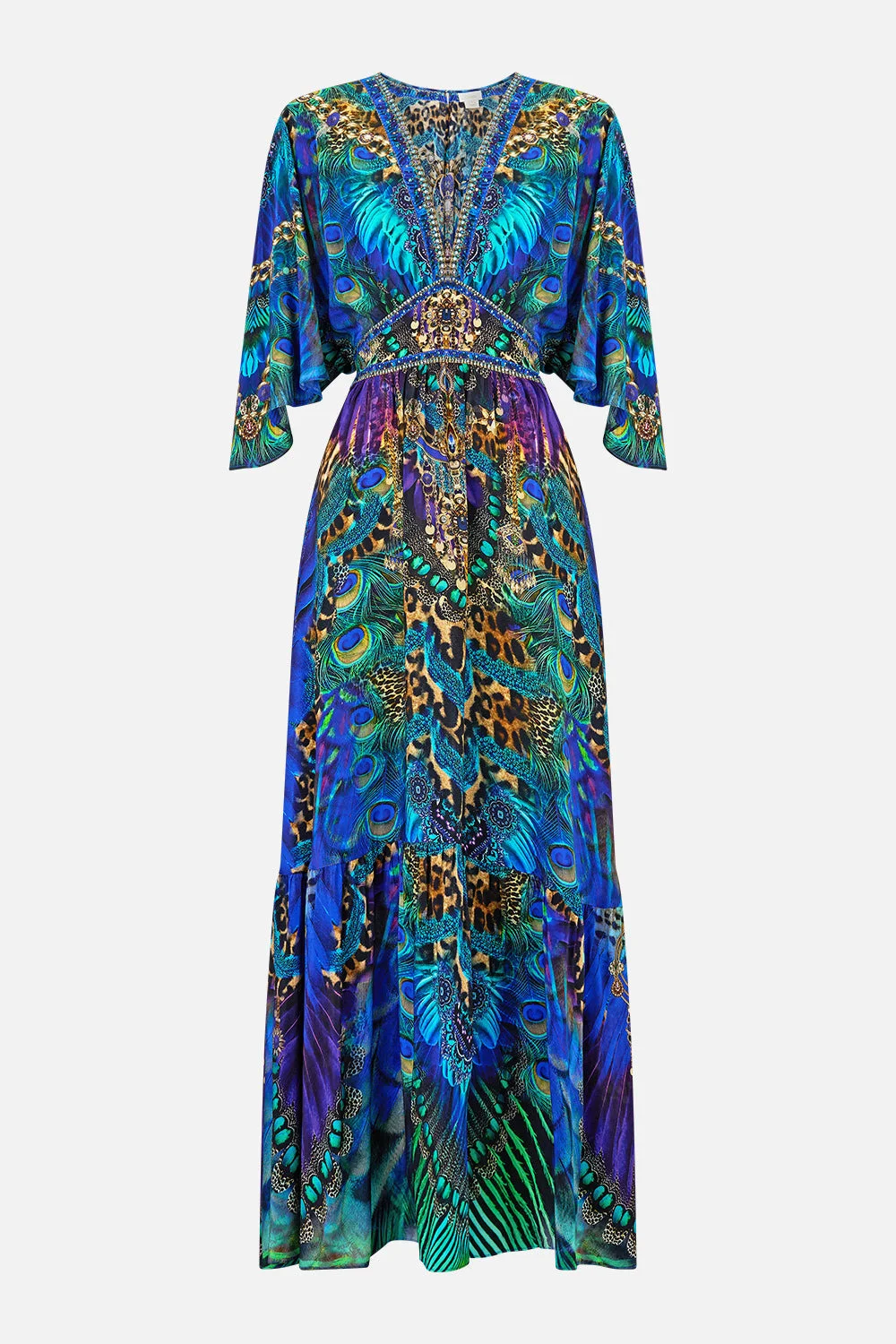 WAISTED DRESS WITH HEM RUFFLE - 1