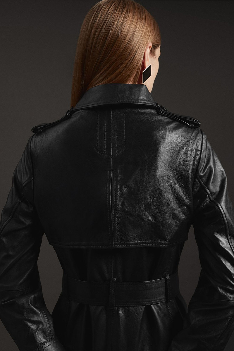 Leather Trench Belted Mac Midi Coat 6