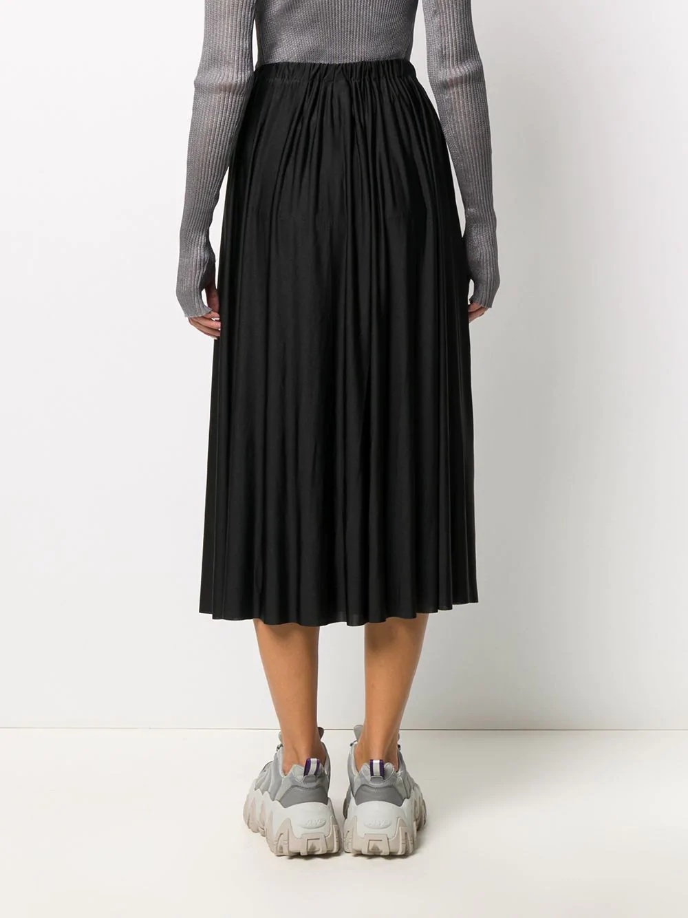 pleated flared midi skirt - 4