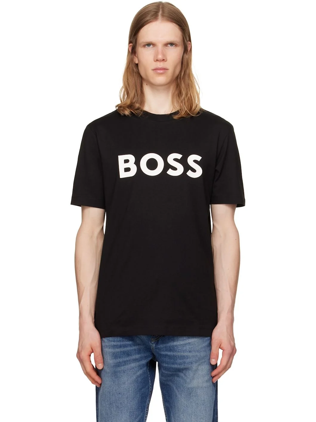 Black Cotton-Jersey Logo Print T-shirt - 1