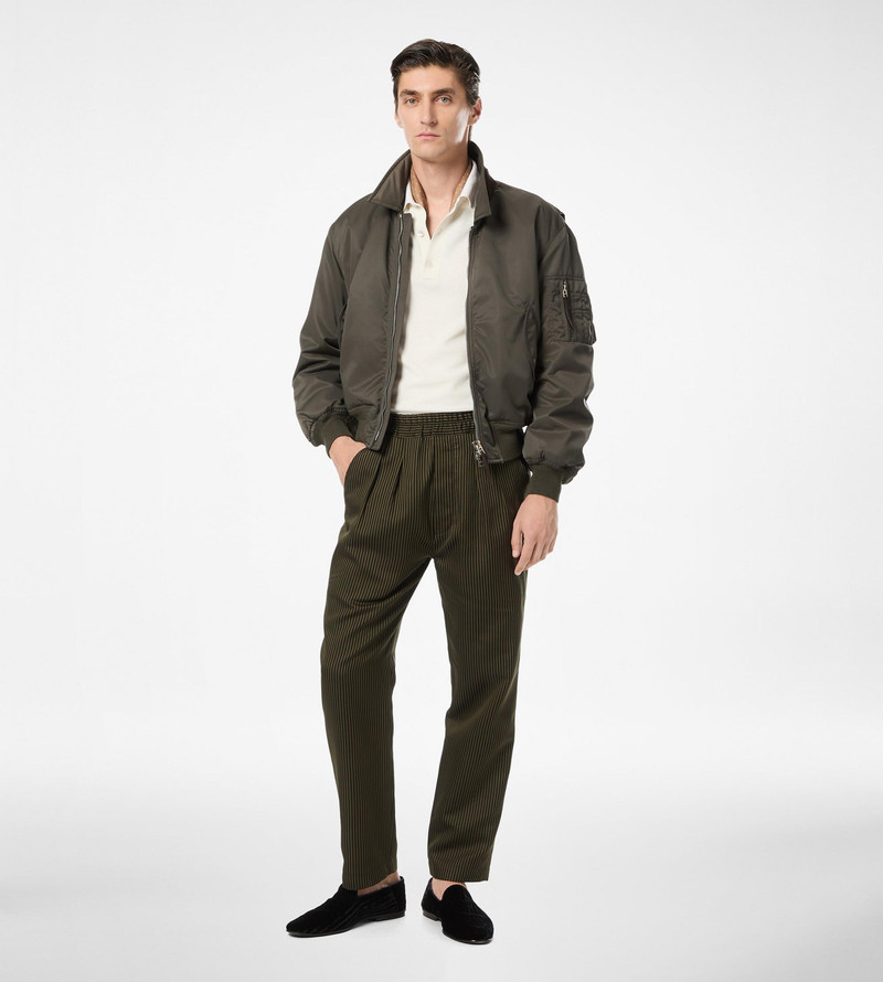 COTTON SILK BENGAL STRIPE PLEATED LOUNGE PANT 3